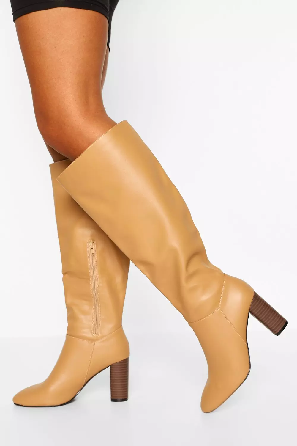 Tan wide fit knee high boots sale