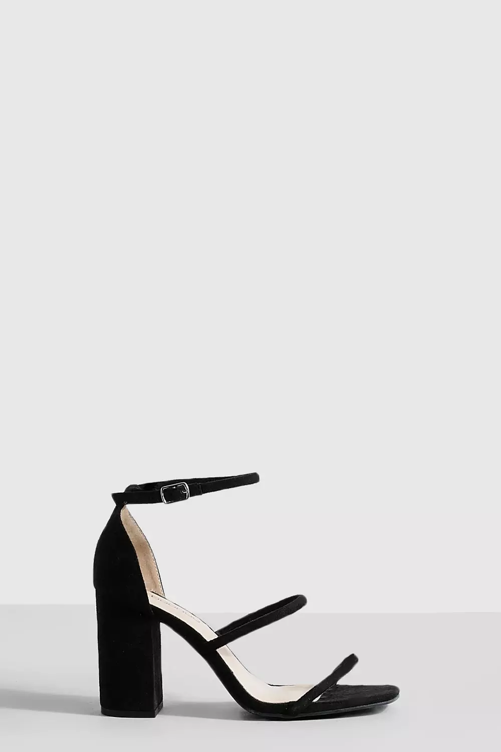 Black Wide Fit Triple Strap Block Heel Sandals alternative image