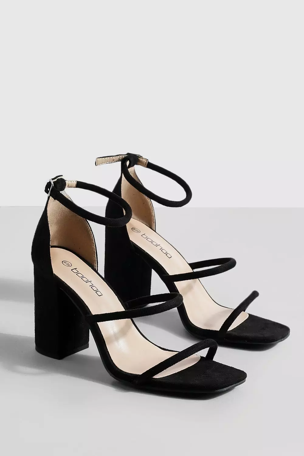 Black Wide Fit Triple Strap Block Heel Sandals alternative image