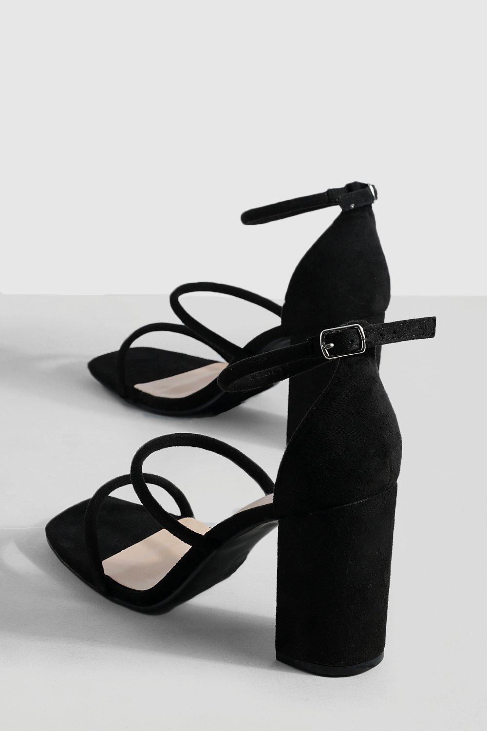 Black strap block online heels