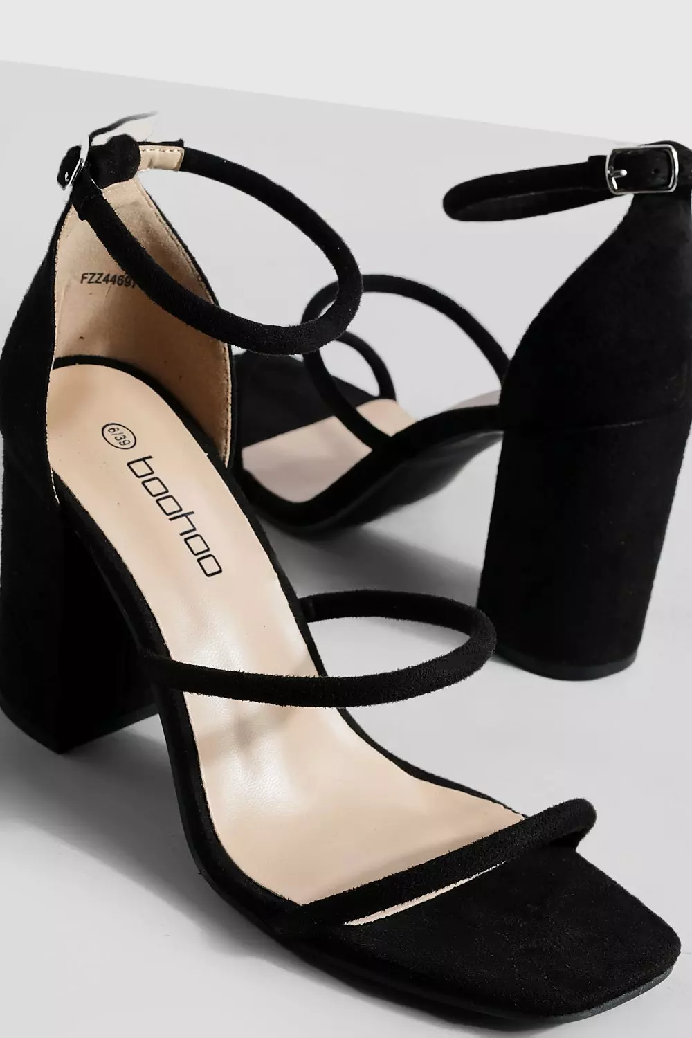 Black Wide Fit Triple Strap Block Heel Sandals alternative image