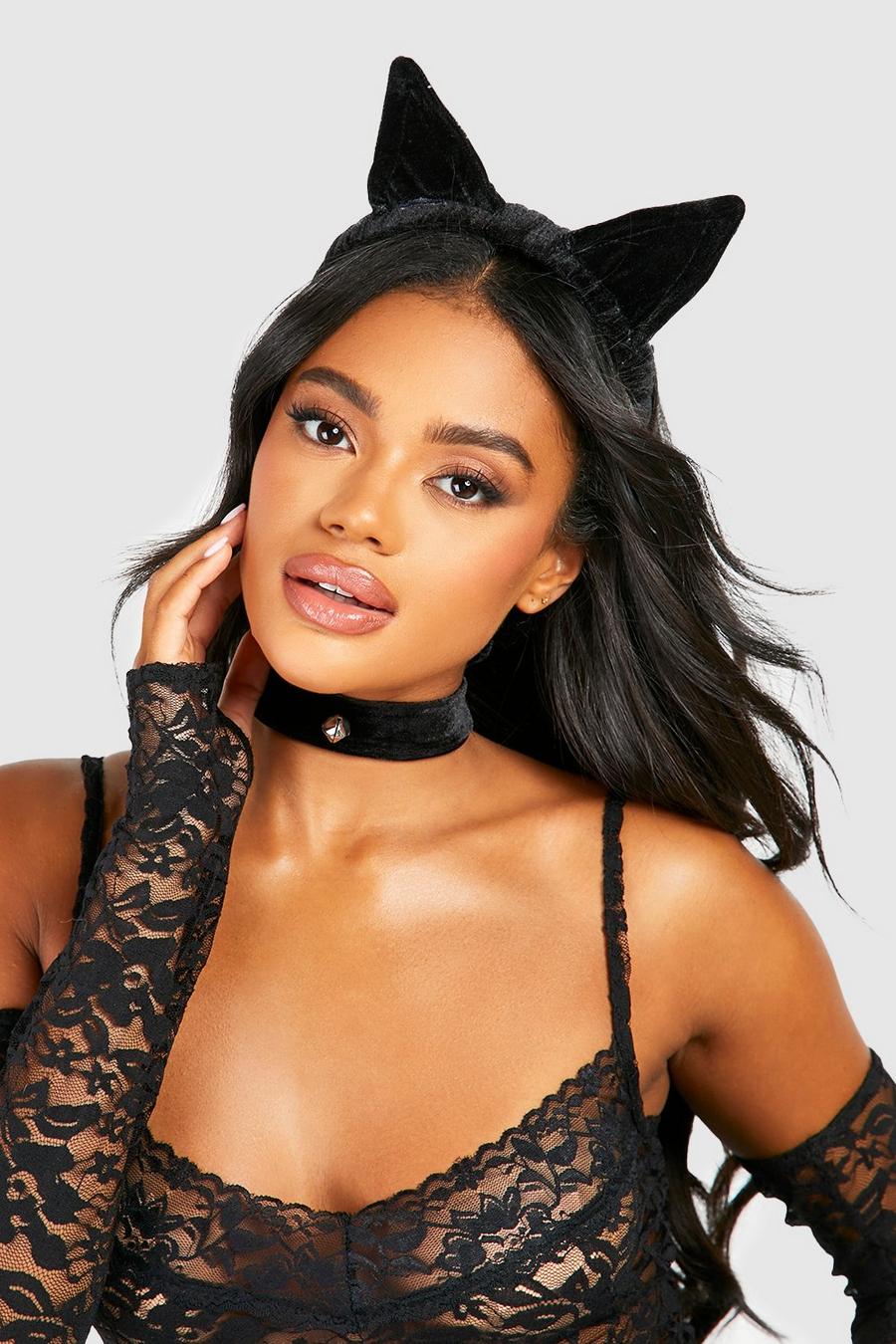 Black Halloween Cat Ears And Collar image number 1