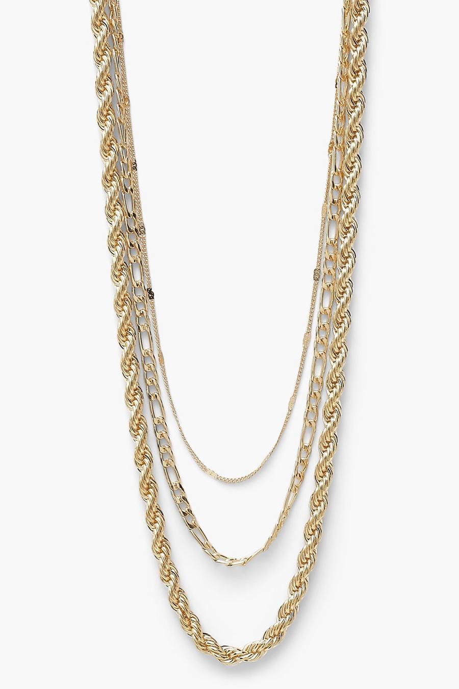 Gold Interest Chain Chocker 3 Pack image number 1