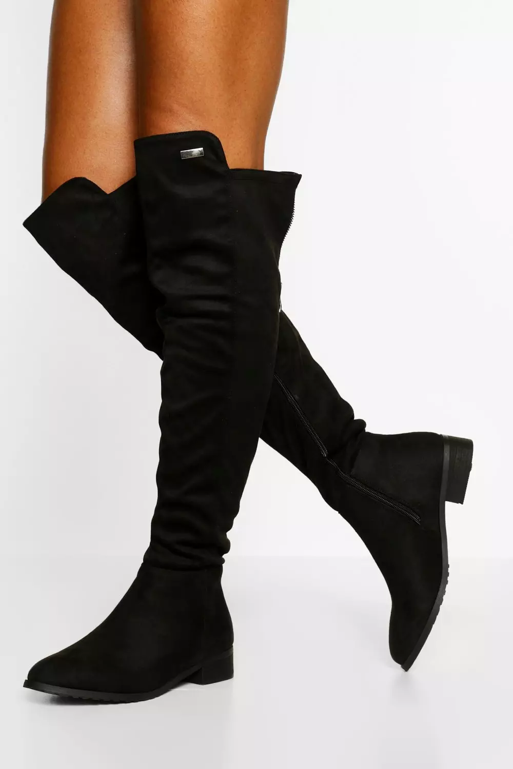 Flat knee outlet high sock boots