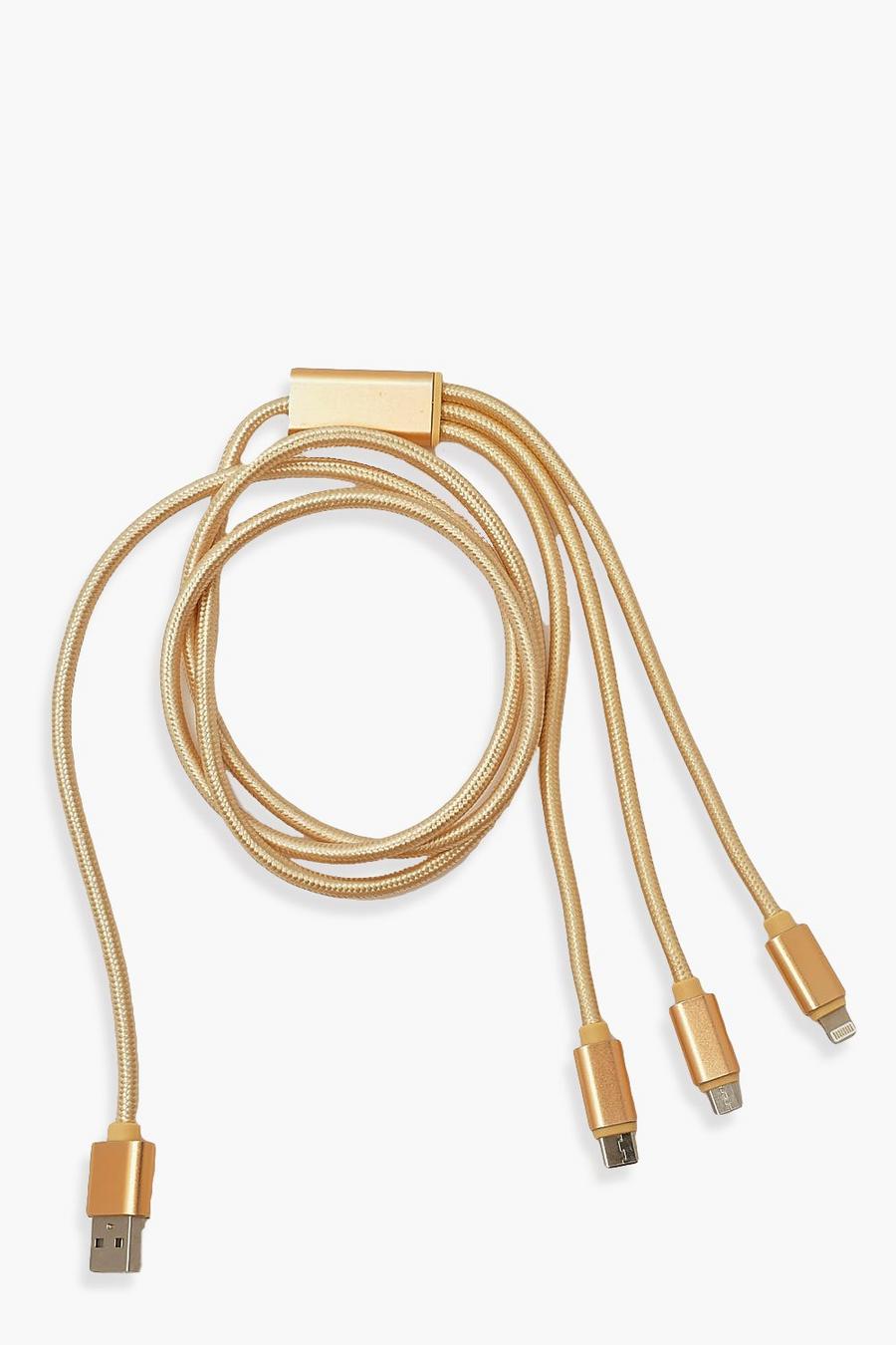 Gold Multi End Charging Cable image number 1