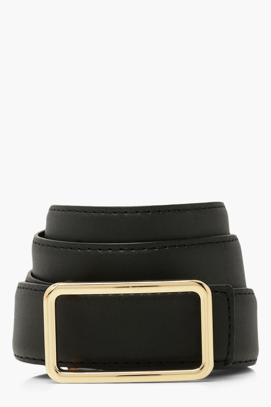 Smooth Pu Simple Rectangle Buckle Belt image number 1