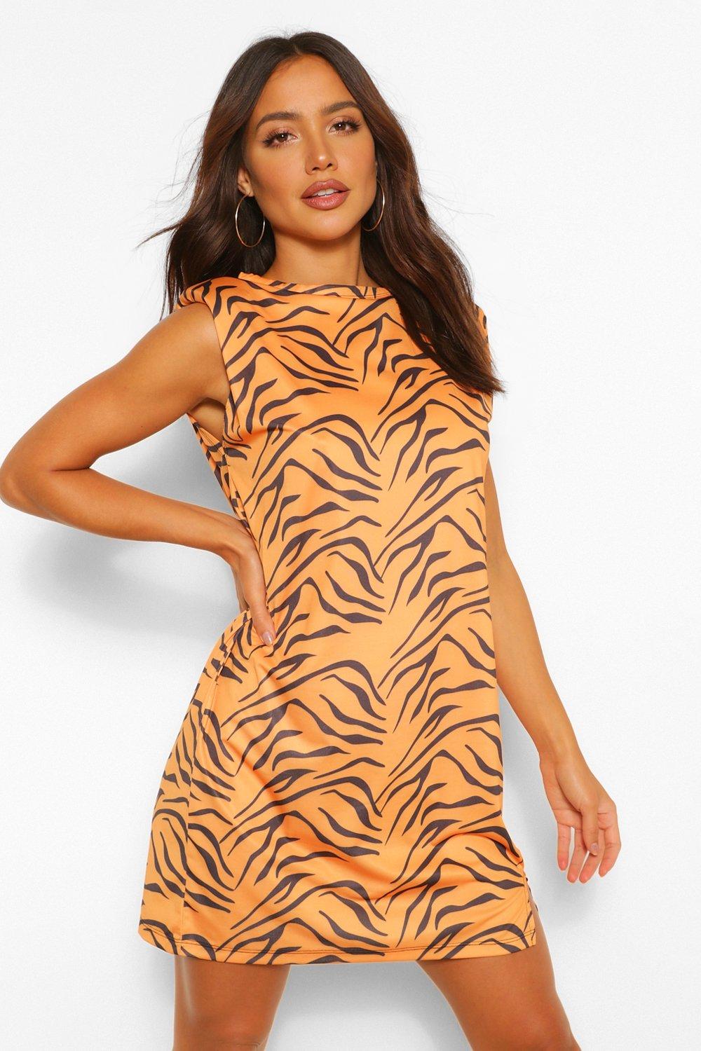 Boohoo tiger hotsell print dress