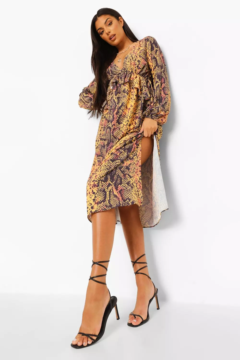 Rust snake clearance print dress