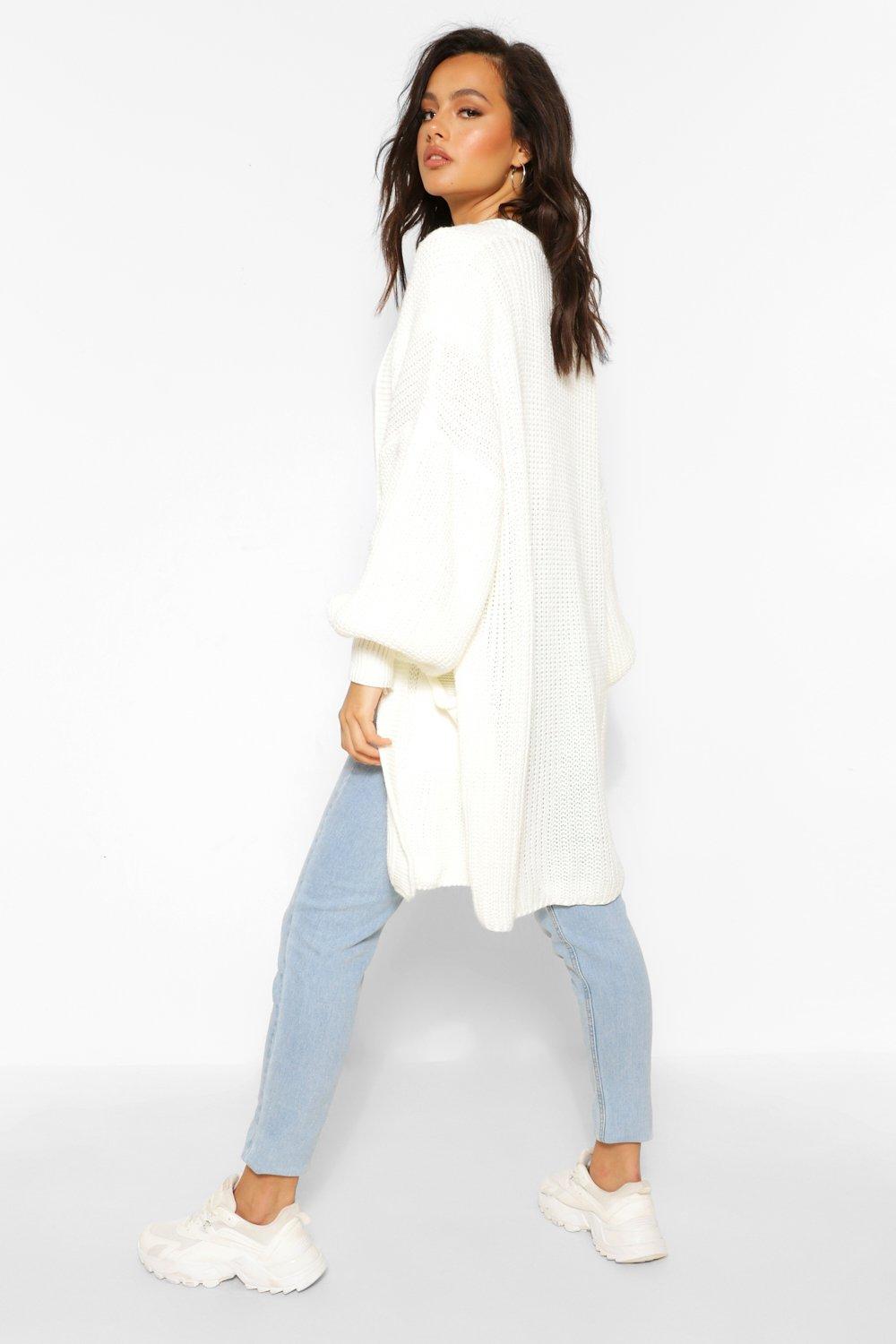 balloon sleeve cardigan grey