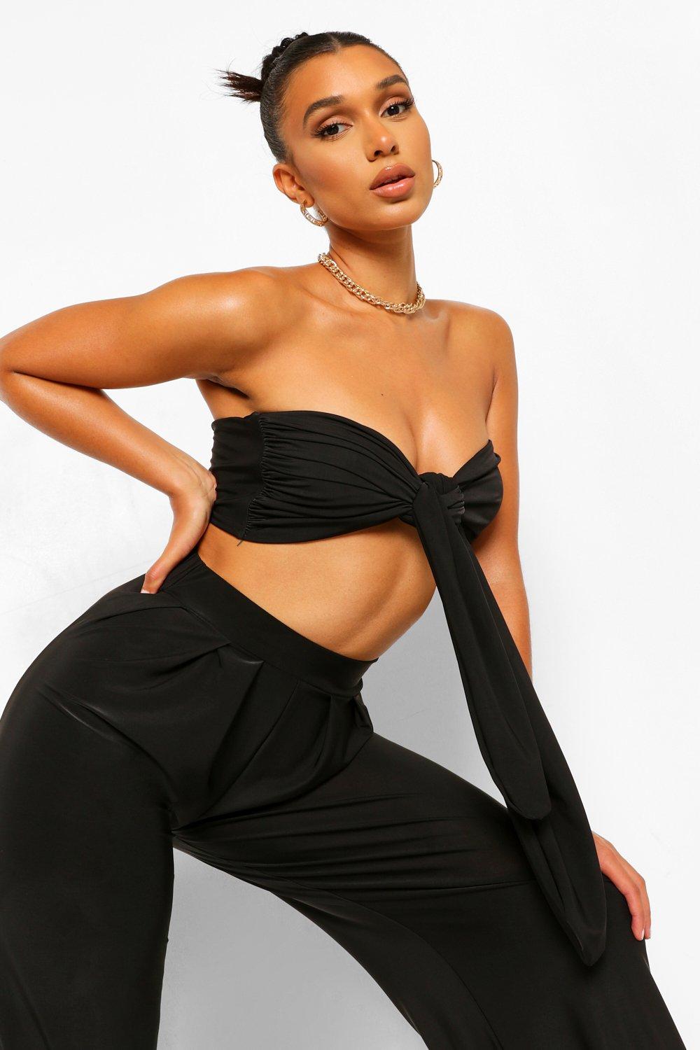 Tie front strapless on sale top