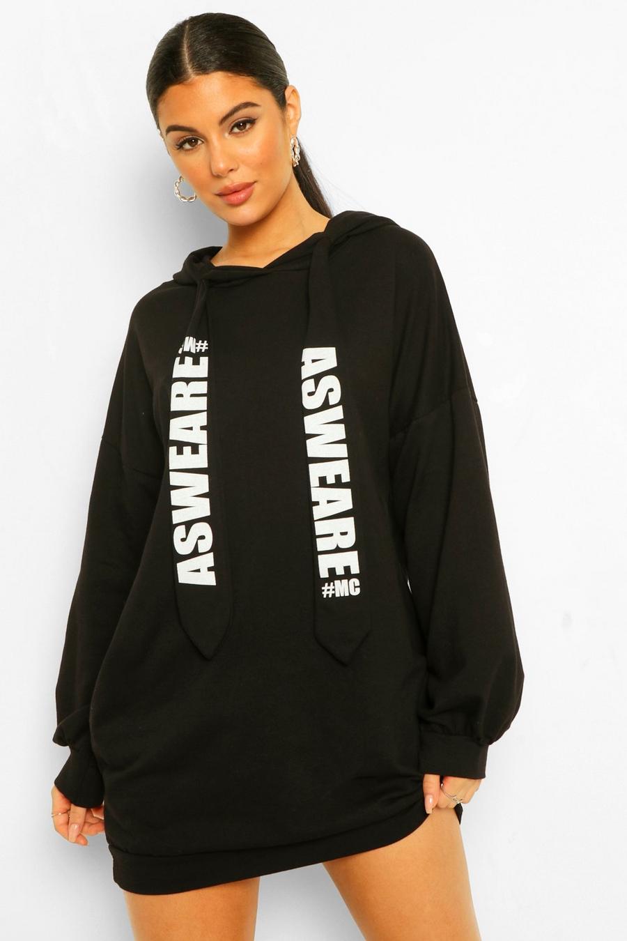 Oversized-Sweatshirtkleid mit Slogan, Schwarz image number 1