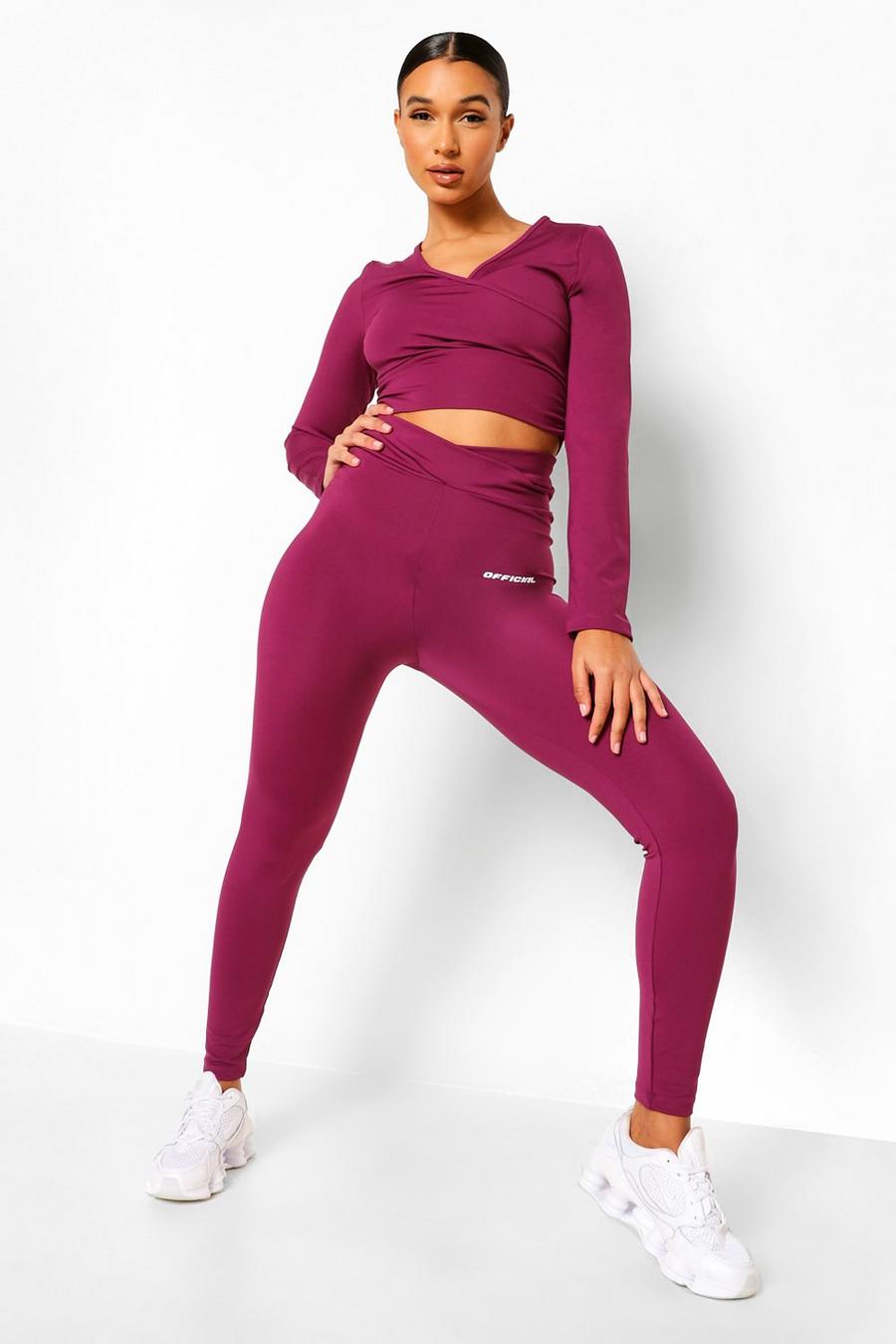 Plum Wrap Front Active Leggings image number 1