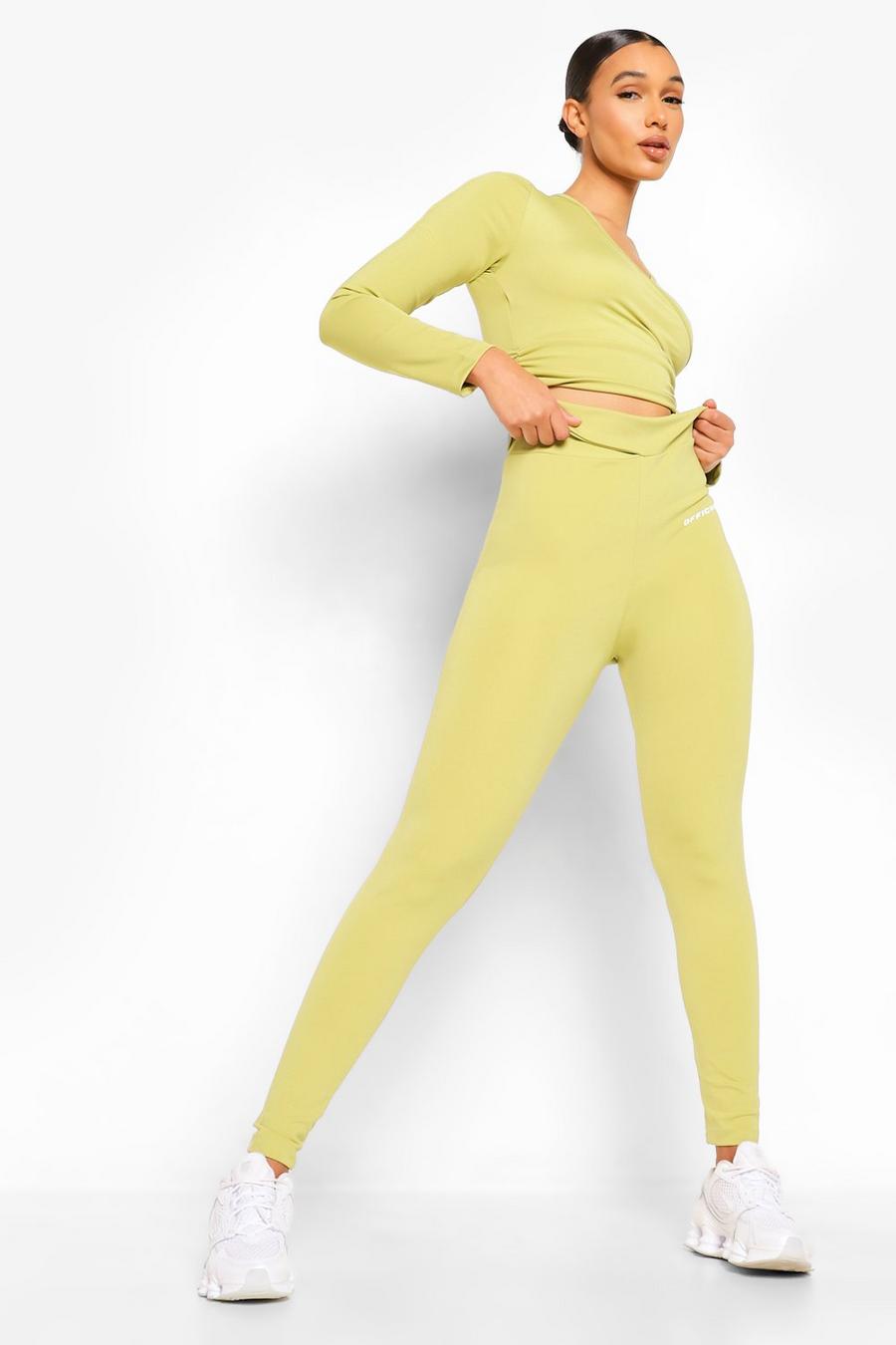 Olive Women Wrap Front Active Leggings image number 1