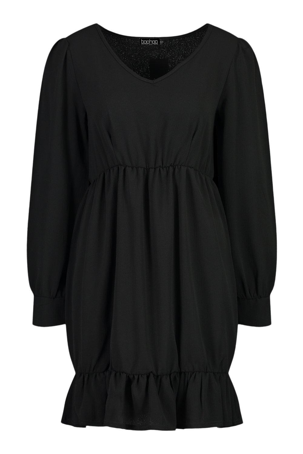 long sleeve v neck swing dress