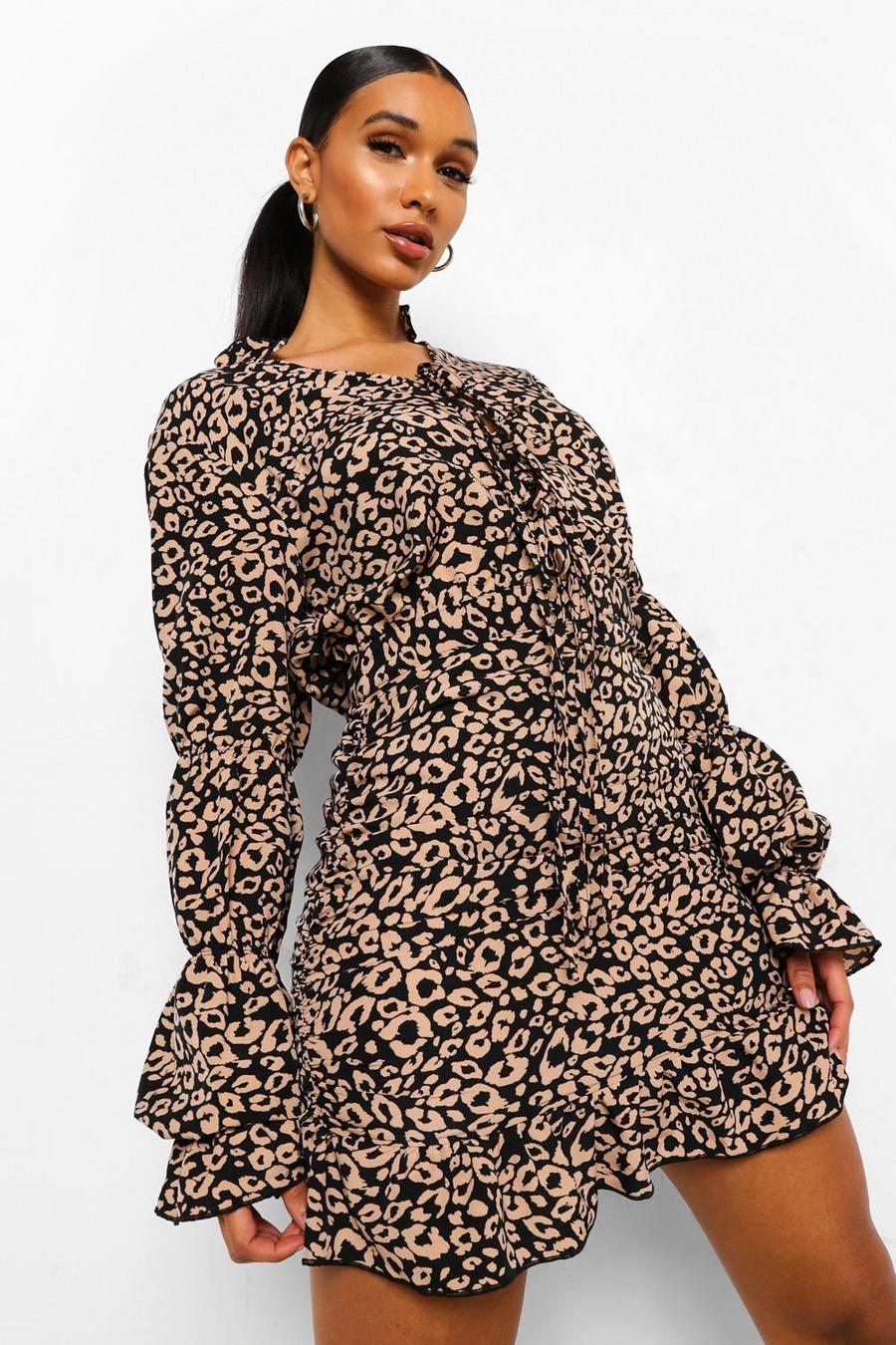 Black Leopardmönstrad klänning image number 1