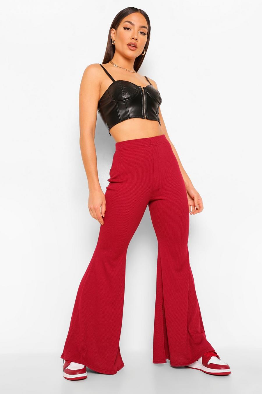 Plum Split Fit And Flare Trouser image number 1