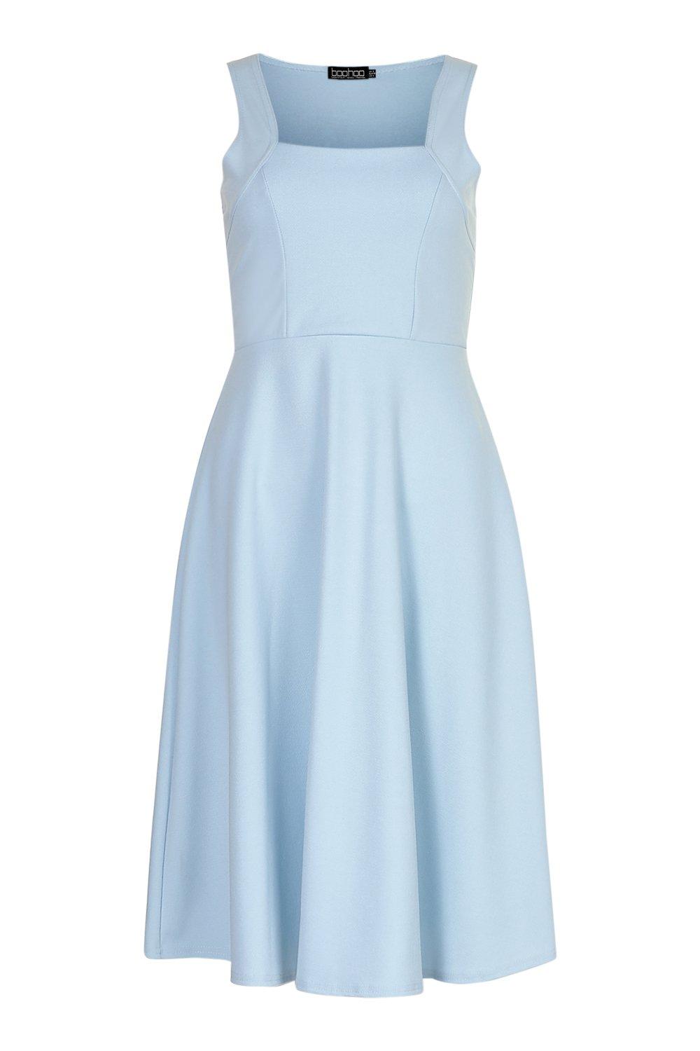 Boohoo square neck midi skater dress best sale