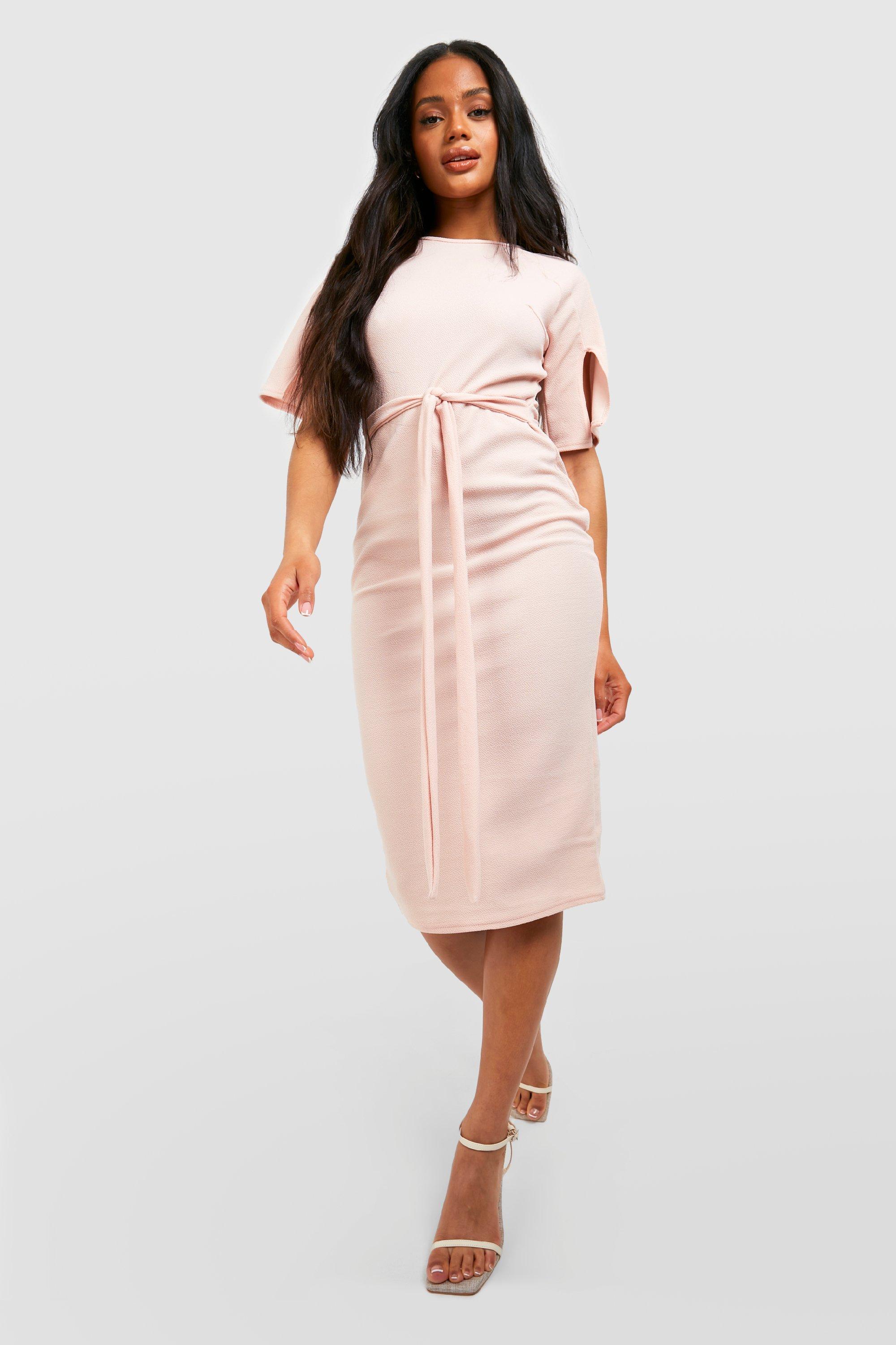 split sleeve detail wiggle midi dress