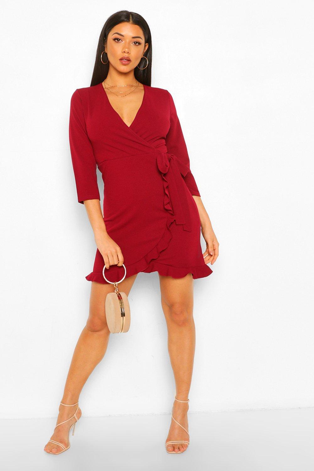 Formal tie wrap sale frill detail skater dress