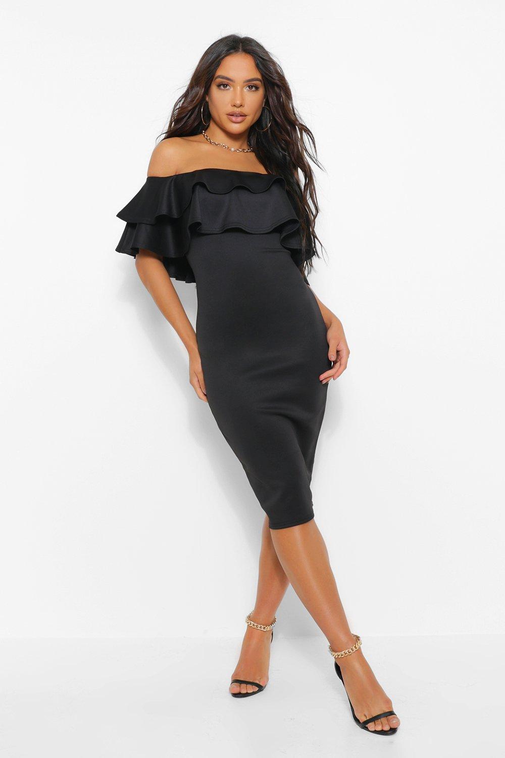 bardot layered frill dress