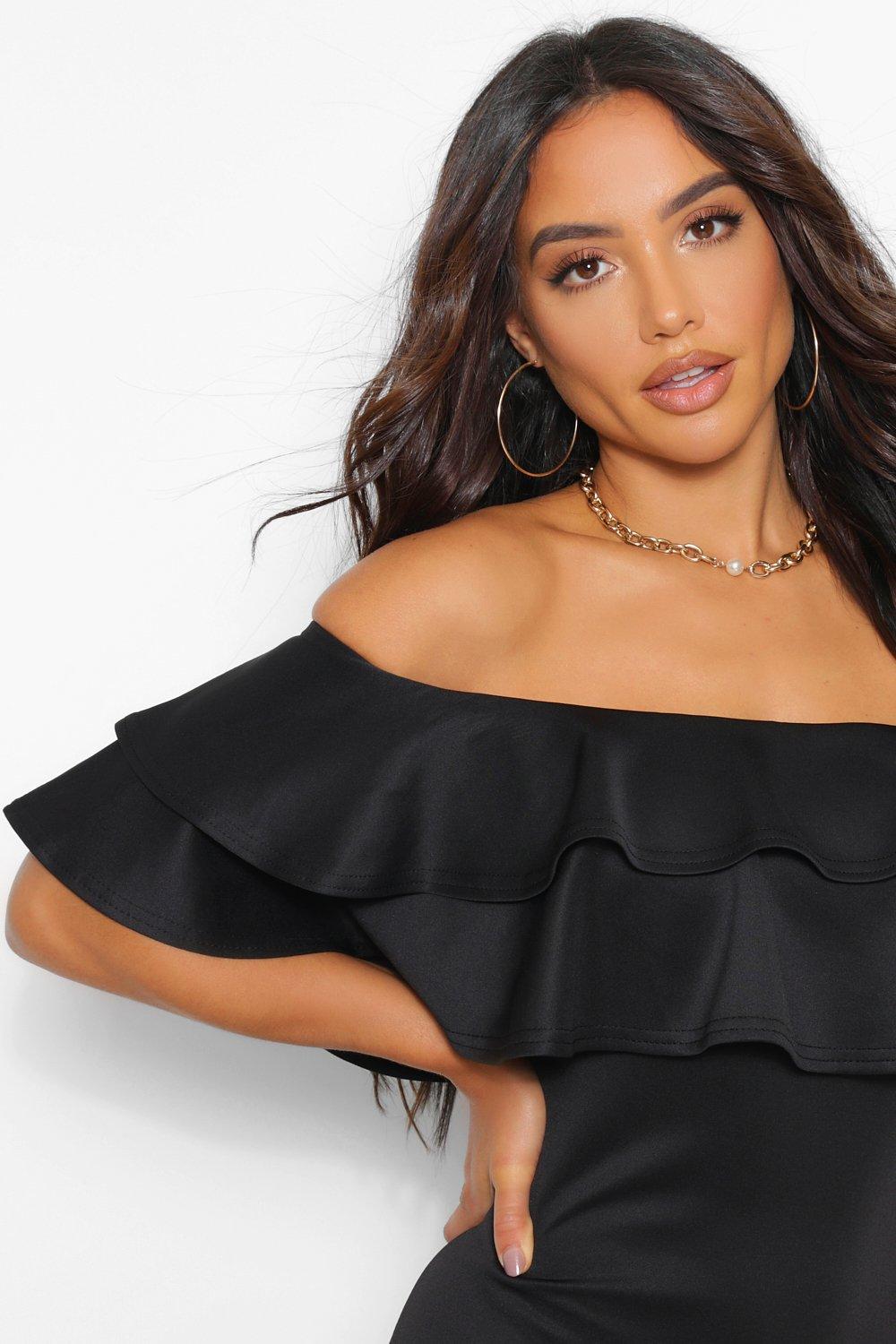 Bardot Layered Frill Detail Midi Dress boohoo