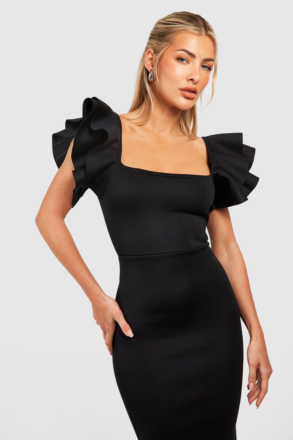 Ruffle sleeve store bodycon dress