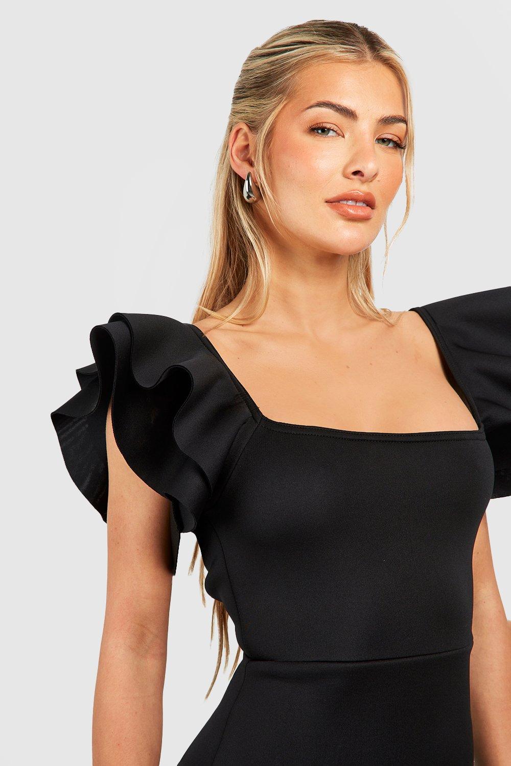 Ruffle sleeve store midi dress