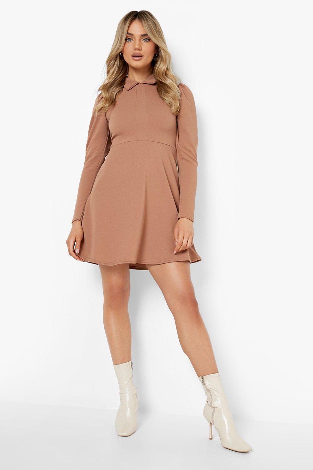 Long Sleeve Collared Skater Dress