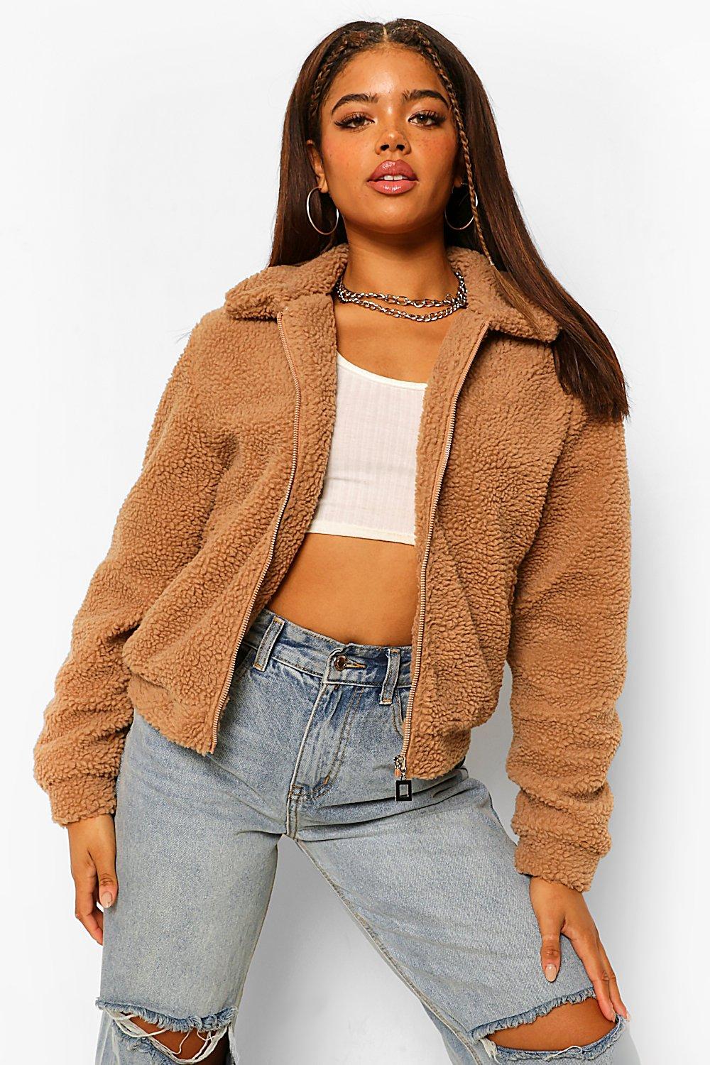 faux fur bomber jacket