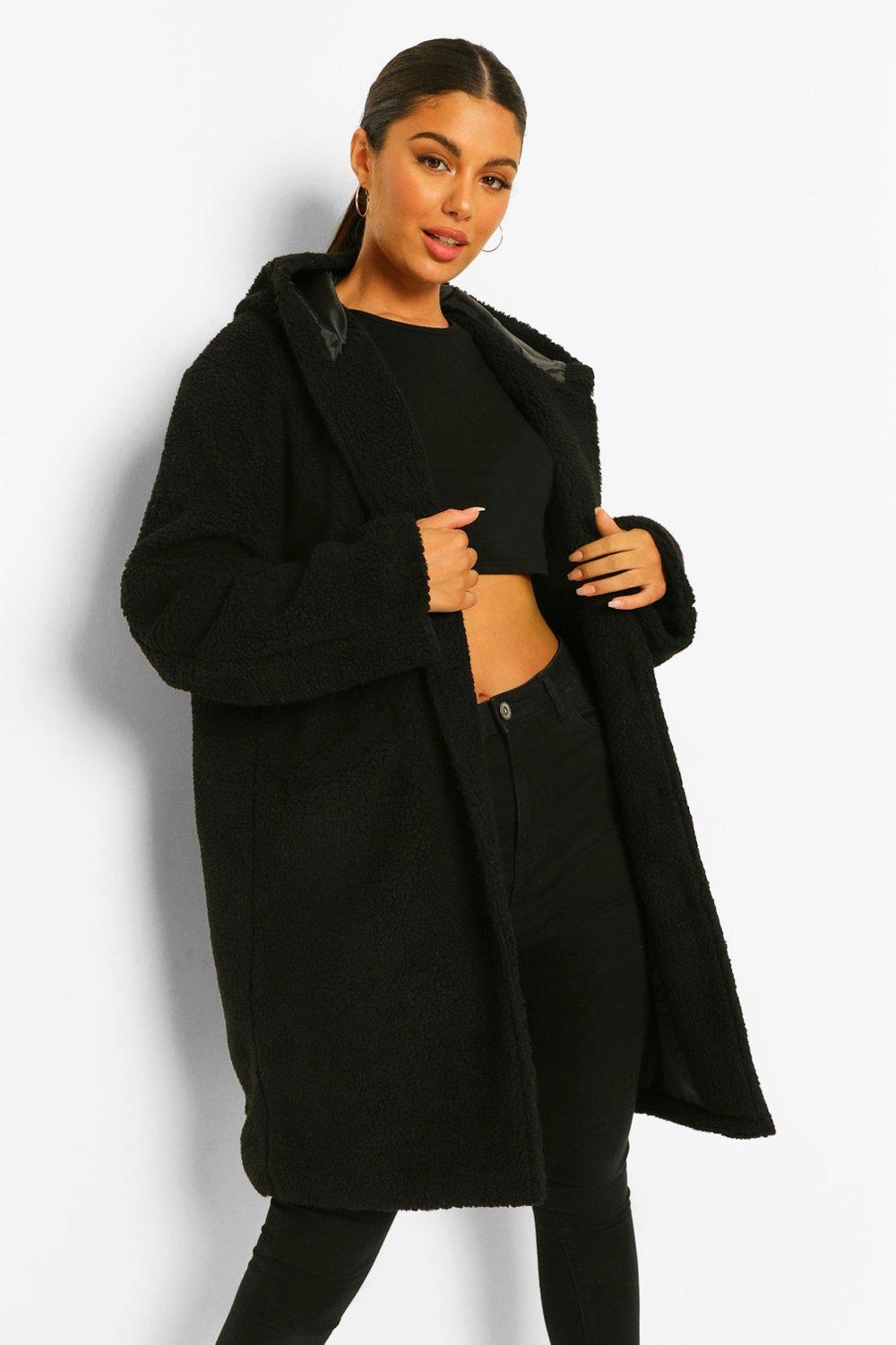 Hooded Teddy Faux Fur Jacket boohoo UK