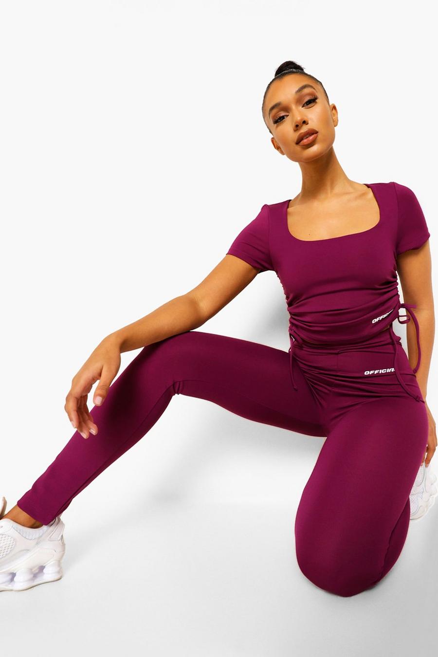 Ruche Side Active Top, Plum image number 1
