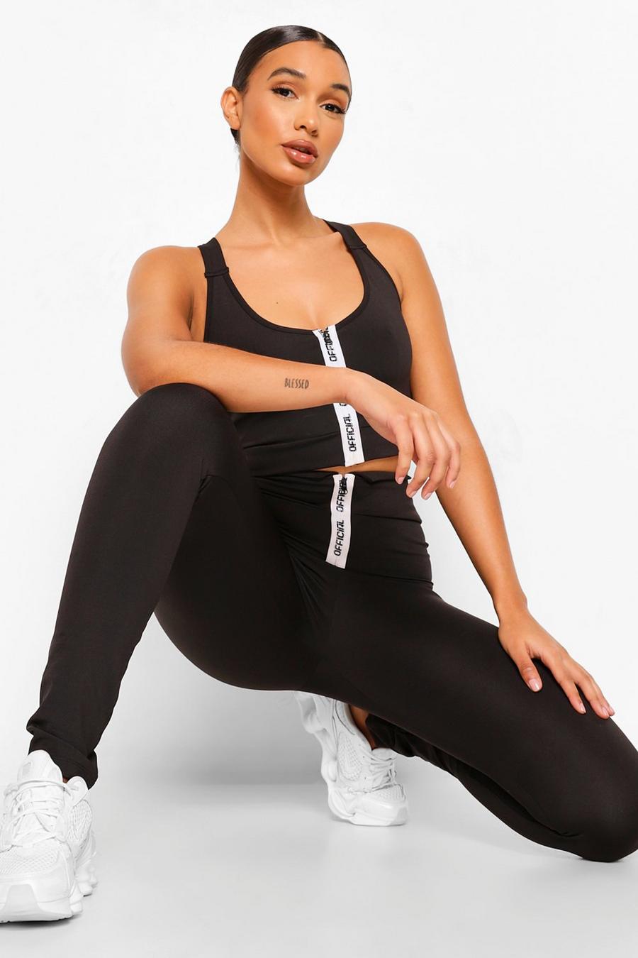 Gym Leggings for Women ZIP IT! Black-White