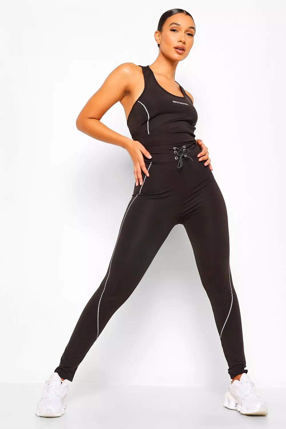 Black Reflective Piping Active Leggings alternative image