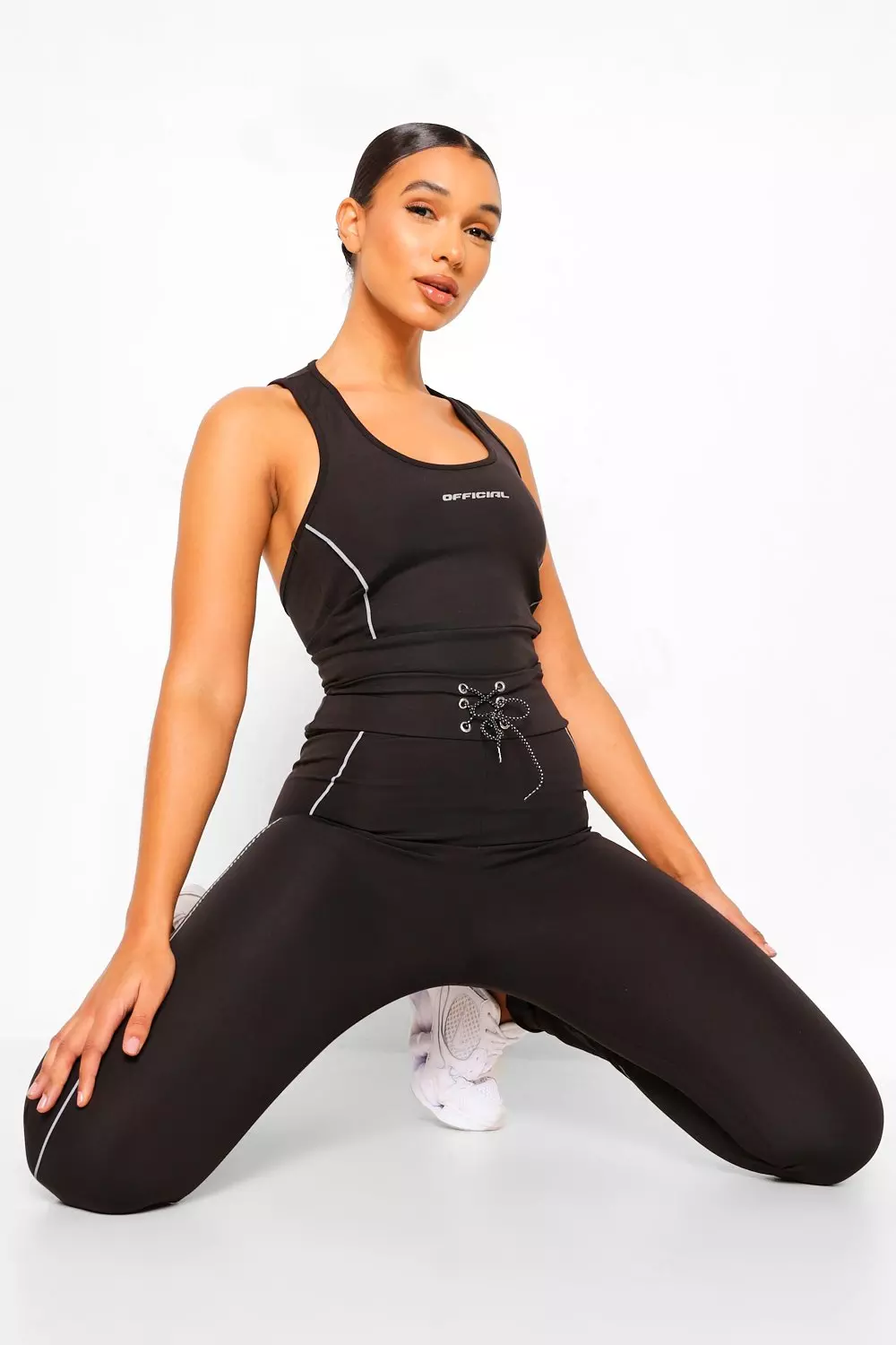 Black Reflective Piping Active Leggings alternative image