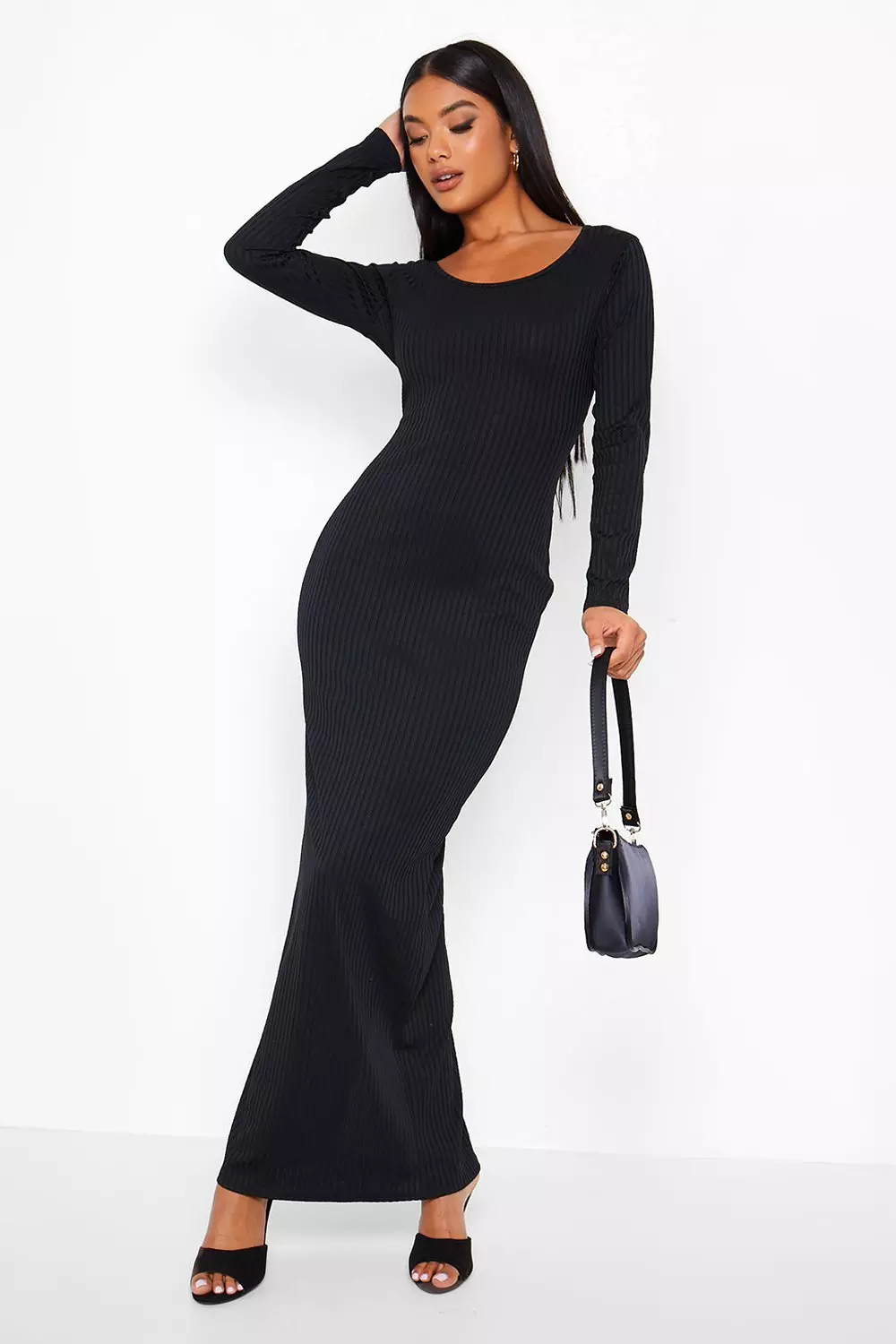 Long sleeve 2025 maxi ribbed dress