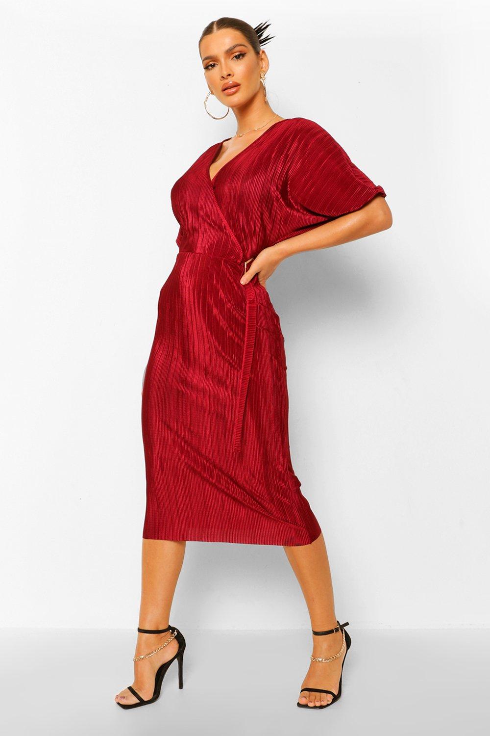 Buckle wrap midi dress shop