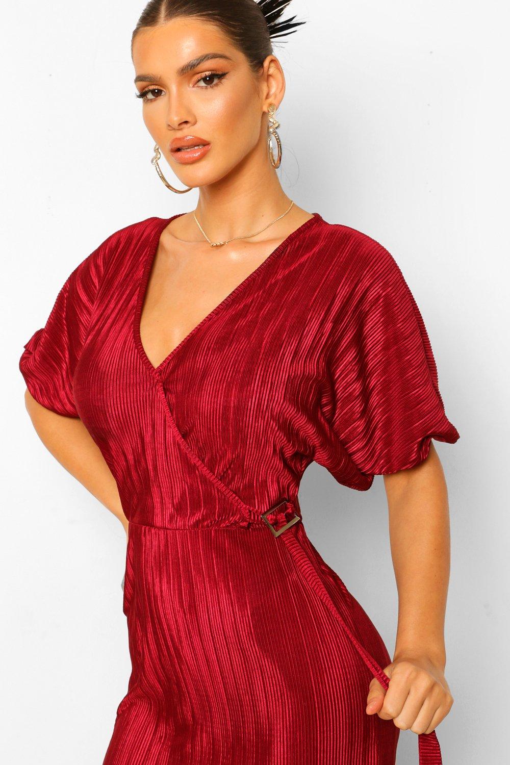 Buckle wrap clearance midi dress