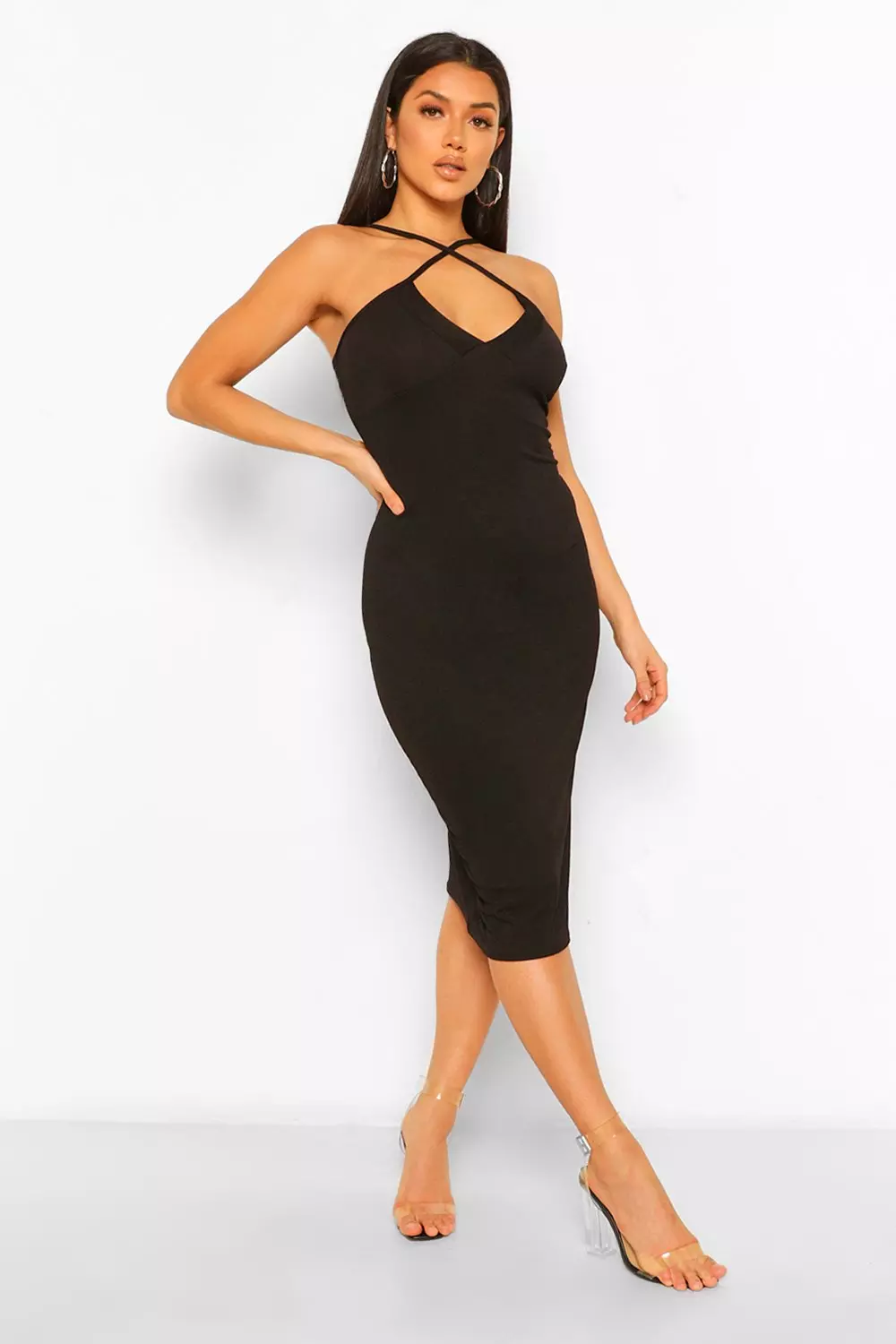 Cross front midi dress best sale