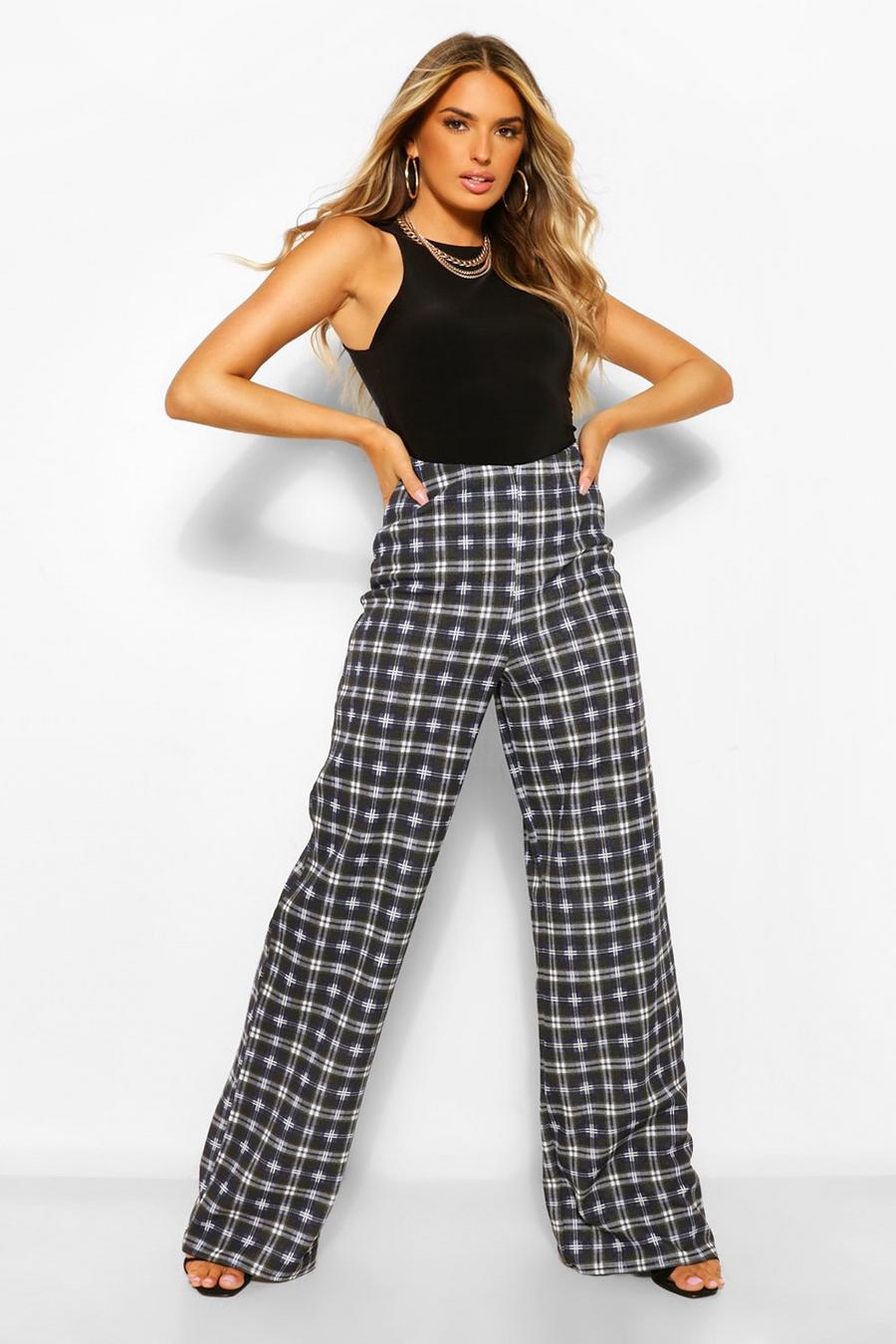 Checked Wide Leg Pants image number 1
