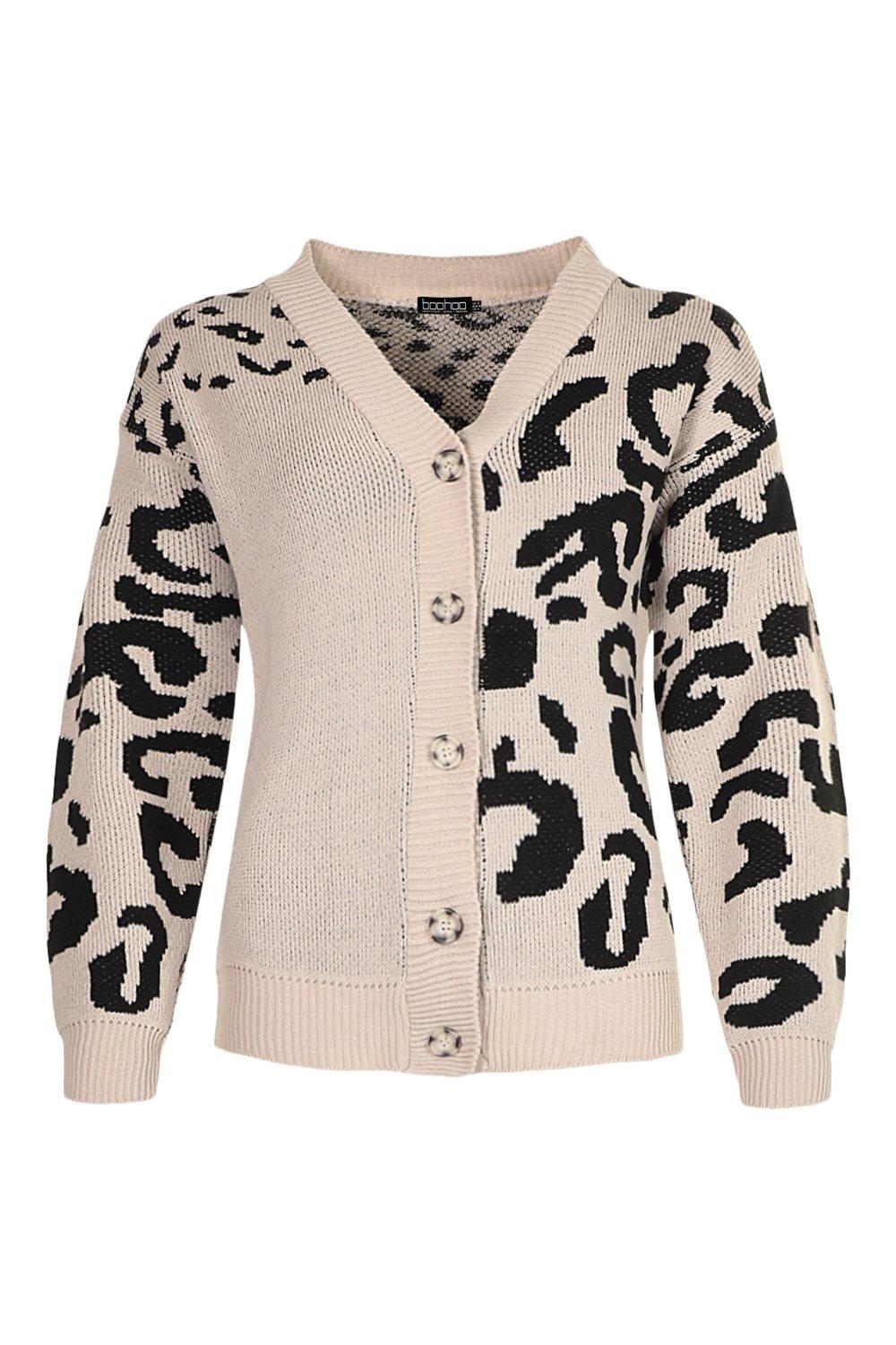 Leopard print cheap cardigan boohoo