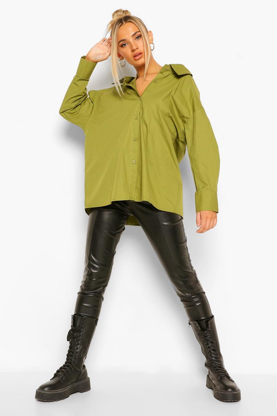 Camicia in cotone con spalline alte interne, Verde oliva image number 1