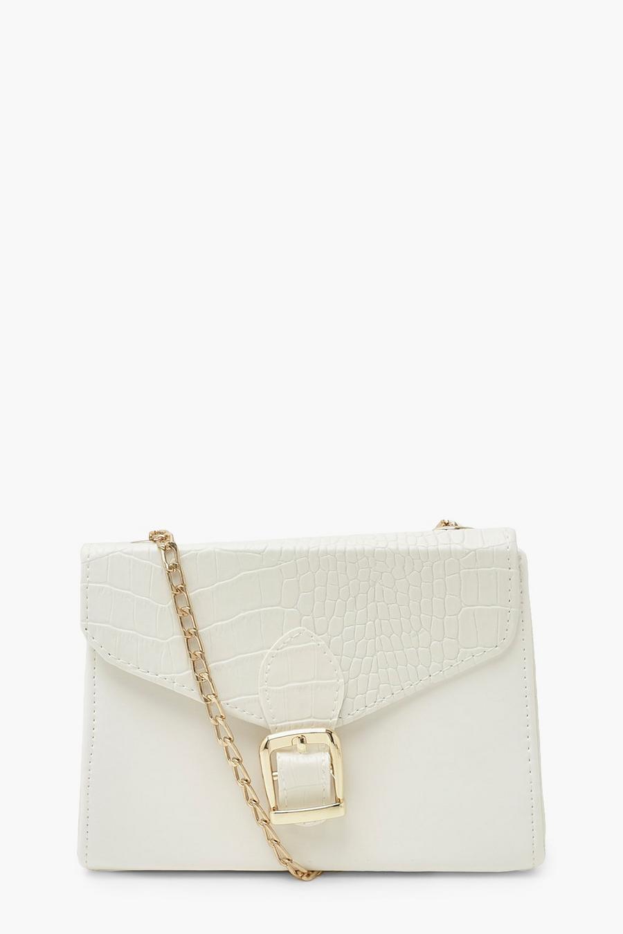 White Croc Buckle Detail Cross Body Bag image number 1