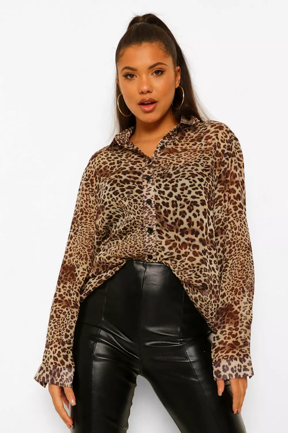 Leopard store sheer shirt