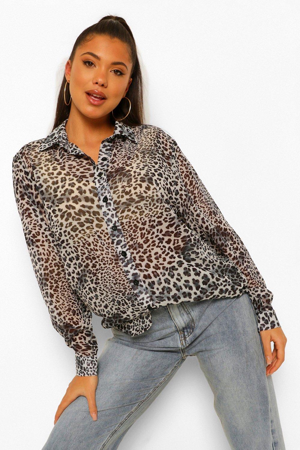 leopard sheer shirt