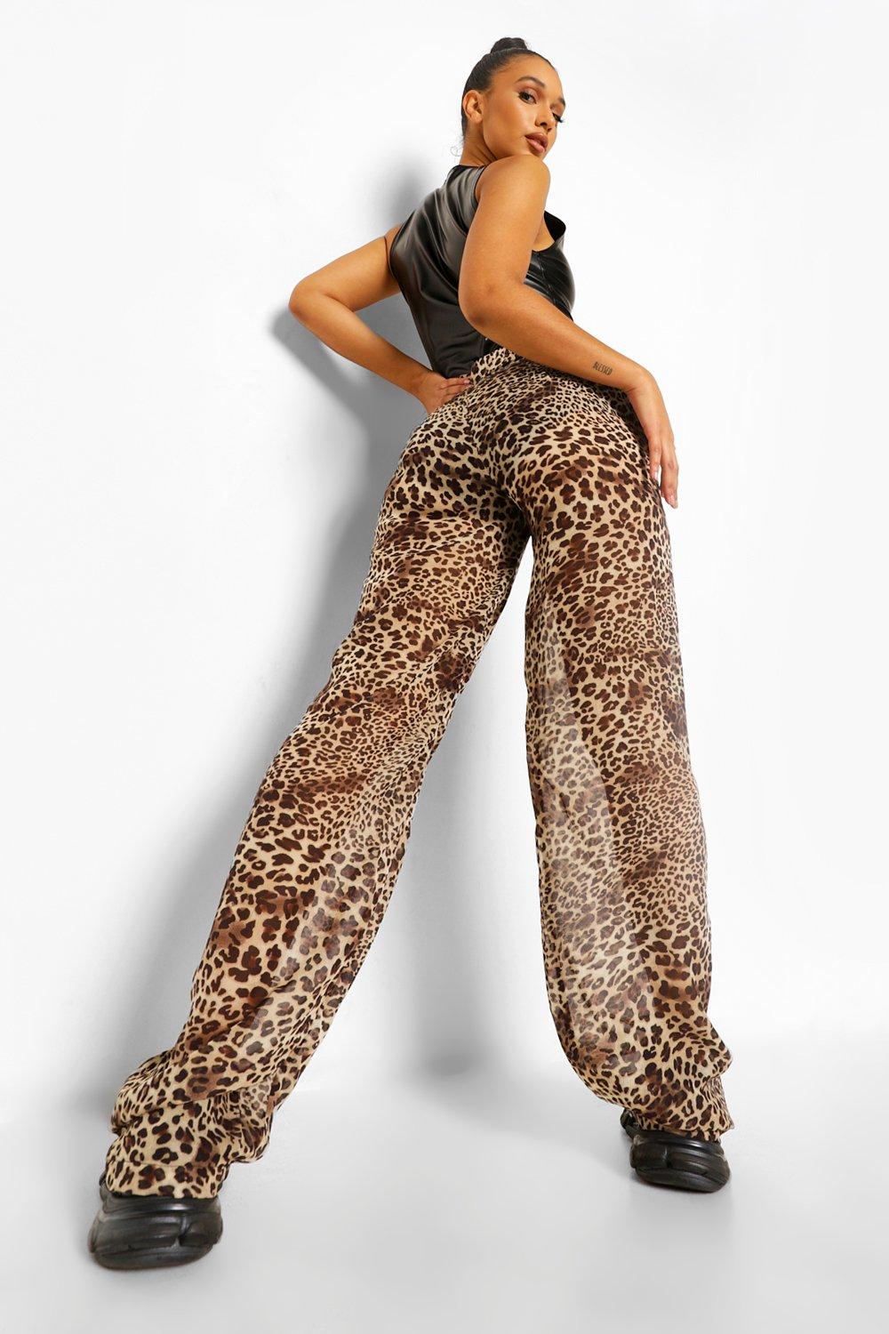 Leopard print sale trousers boohoo