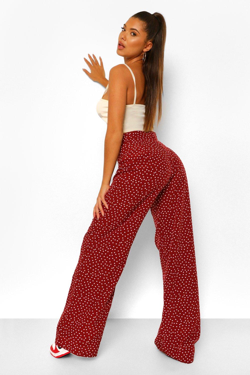 Red polka dot sales trousers