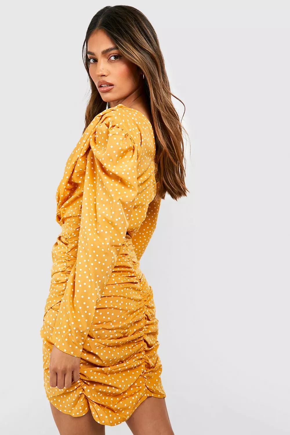 Mango yellow store polka dot dress