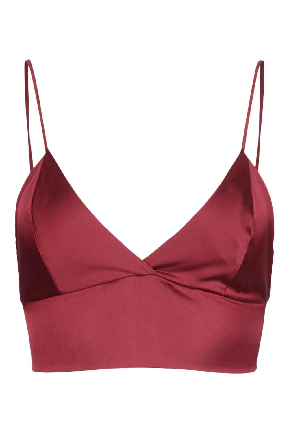 Red store satin bralette