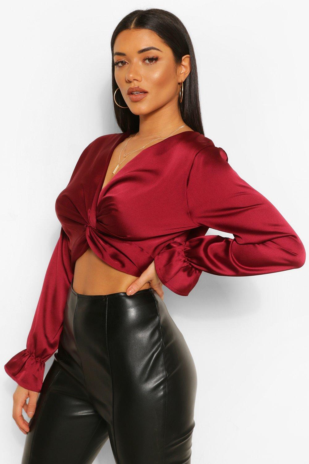 satin twist front top
