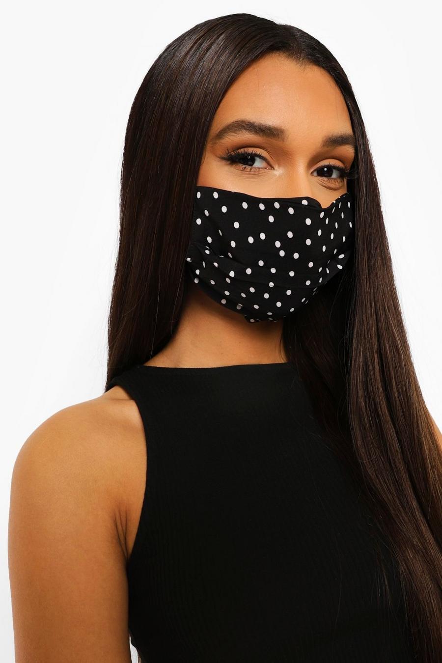 Black Polka Dot Adjustable Fashion Face Mask image number 1